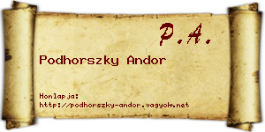 Podhorszky Andor névjegykártya